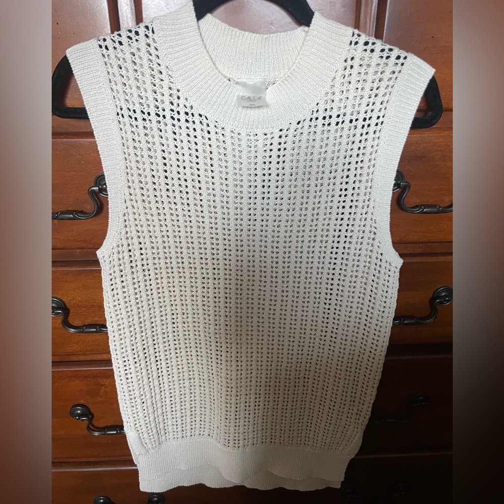 Calia - Cream Open-Knit Sweater vest